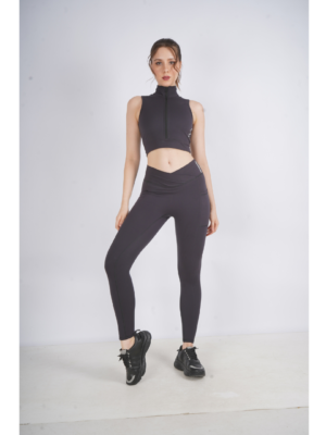 Women's Plus Size Crossover Yoga Leggings and Push-Up Sports Bra Set